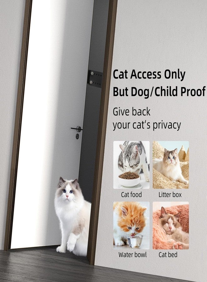 Neobay Cat Door Latch, Door Prop for Cats Keep Dogs Out of Cat Feeding Station & Litter Box, Cat Door Stopper with Silicone Anti-Collision Pad, Pet Door Interior Door Alternative, Steel Black - Image 2